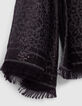 Foulard noir jacquard motif léopard lurex Femme-5