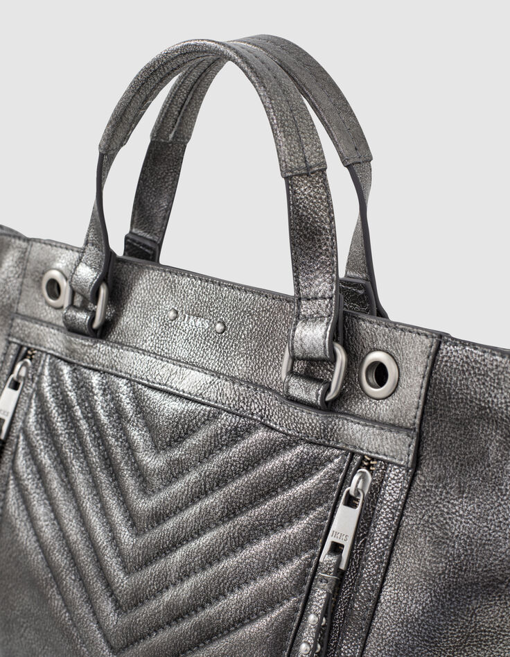 Women&rsquo;s quilted chevron METALLIC MEDIUM 1440 tote bag-4