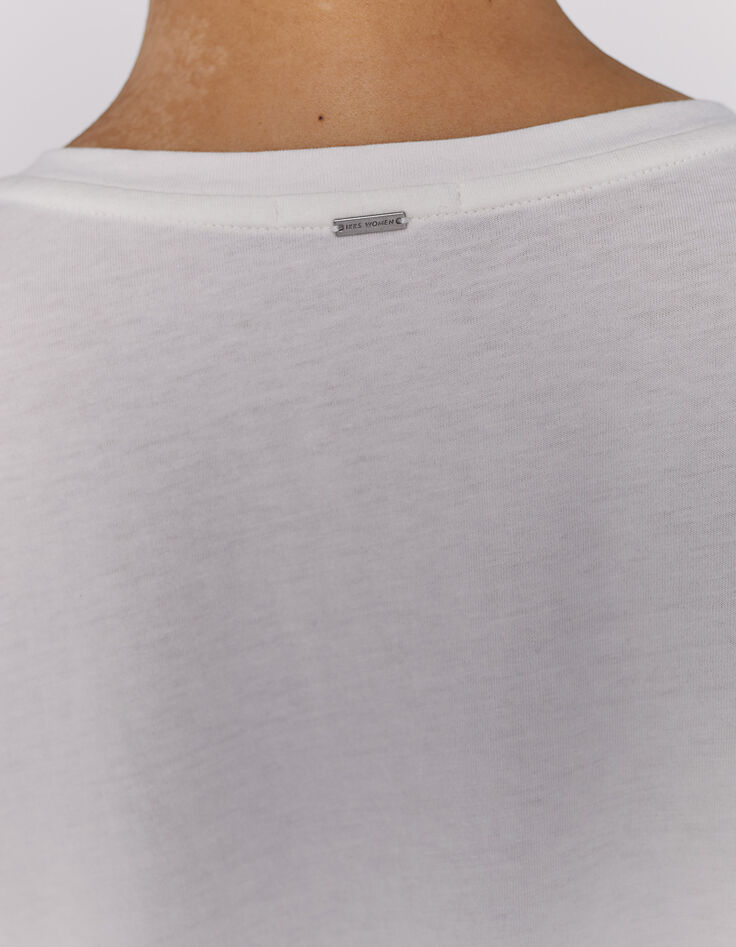 Women’s ecru skull image cotton modal T-shirt-5