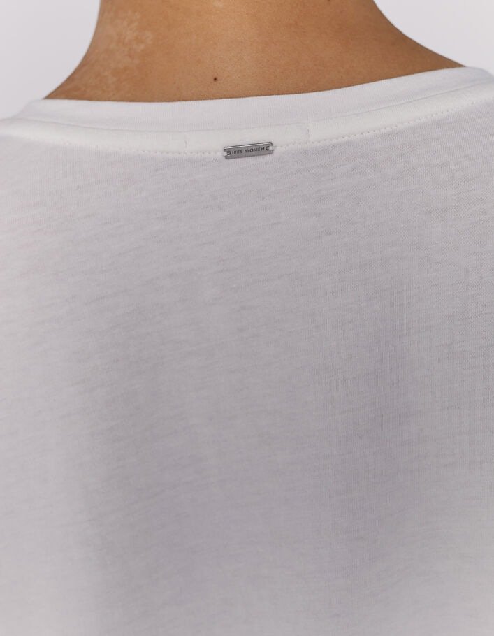 Ecru T-shirt katoen modal afbeelding doodshoofd dames - IKKS