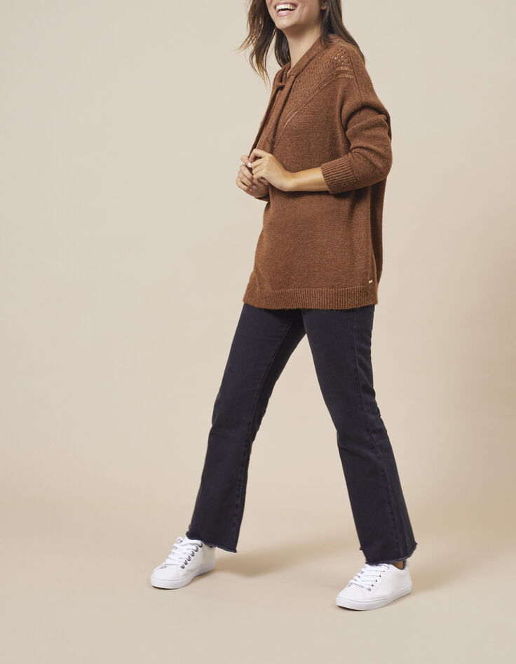Pull caramel en tricot à capuche I.Code-5