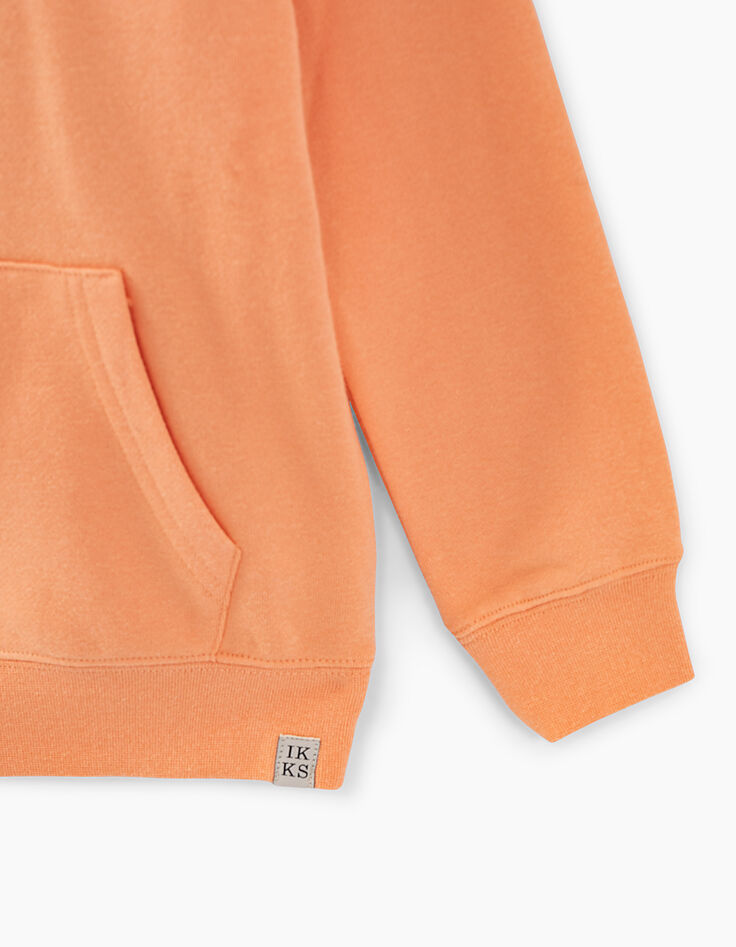 Sudadera naranja blanqueado capucha bordado detrás niño -6
