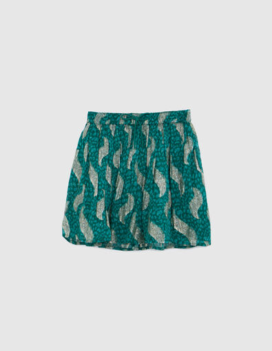 Groene korte rok sparkling peacock print meisjes - IKKS