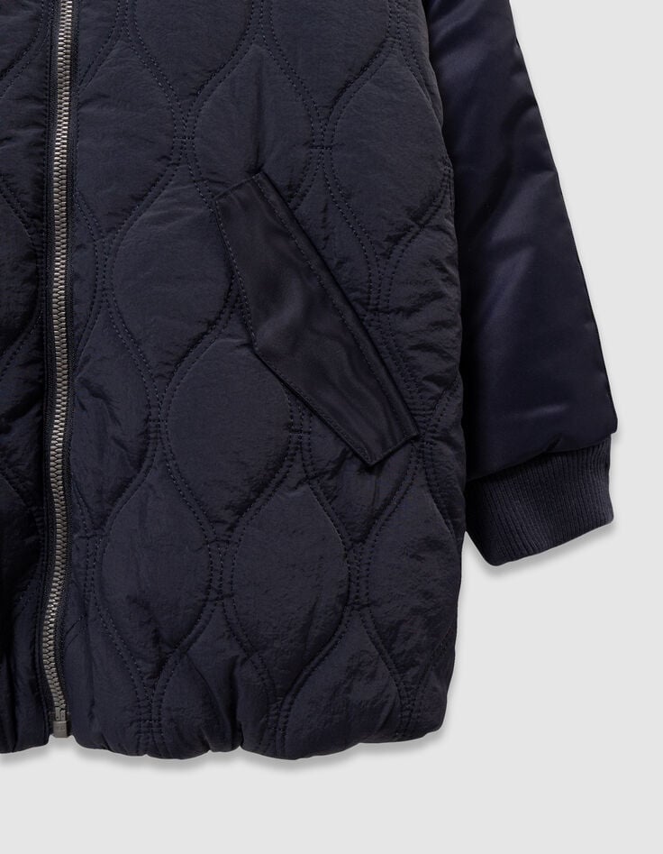 Manteau marine matelassé parementure amovible fille-6