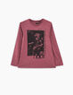 Camiseta rosa indio jaspeado con tigre-guitarrista niño -1
