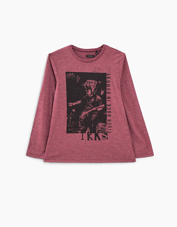 Camiseta rosa indio jaspeado con tigre-guitarrista niño -1