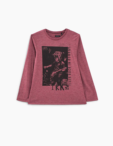 Gechineerd felroze T-shirt met tijger-gitarist jongens  - IKKS