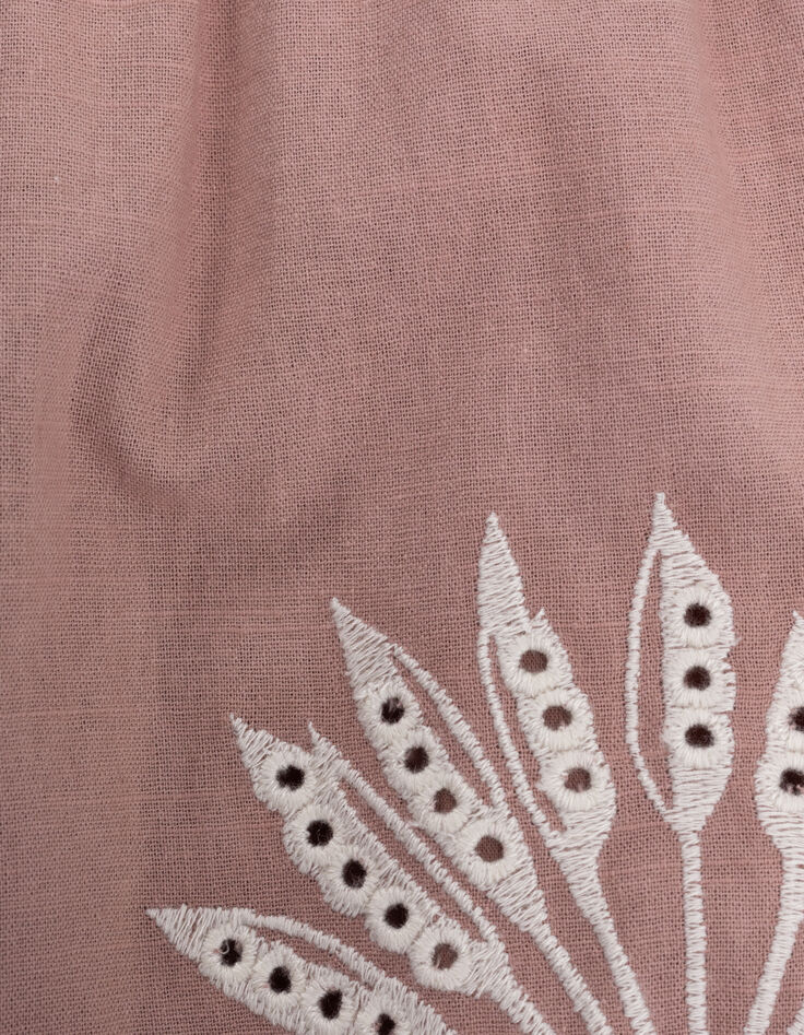 Robe rose broderies épaules et devant fille-9