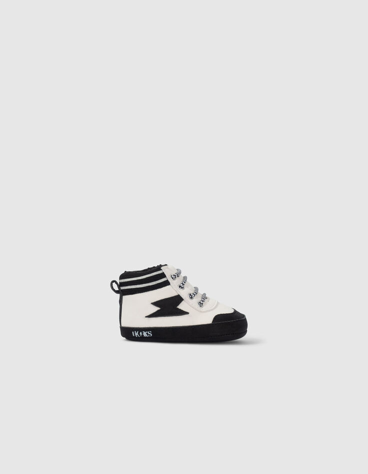 Schwarze Sneakers für Babyjungen mit Blitzmotiven -1