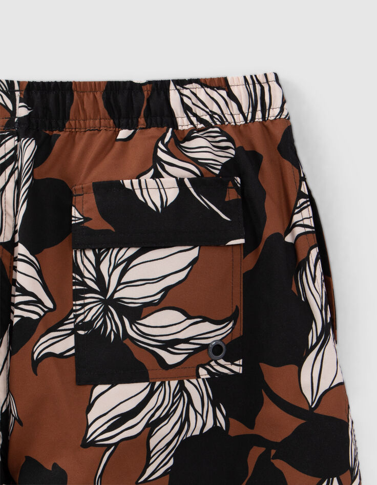 Bañador short chocolate reciclado maxi flores hombre-7
