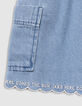 Girls’ blue denim cargo-style skirt with pockets-5