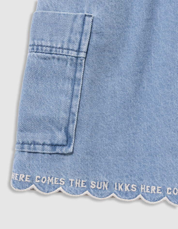 Girls’ blue denim cargo-style skirt with pockets-5