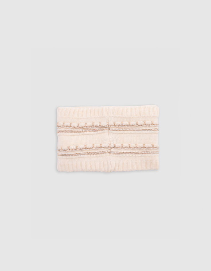Ecru lurex gestreifte pelzige Baby Mädchen Snood-3