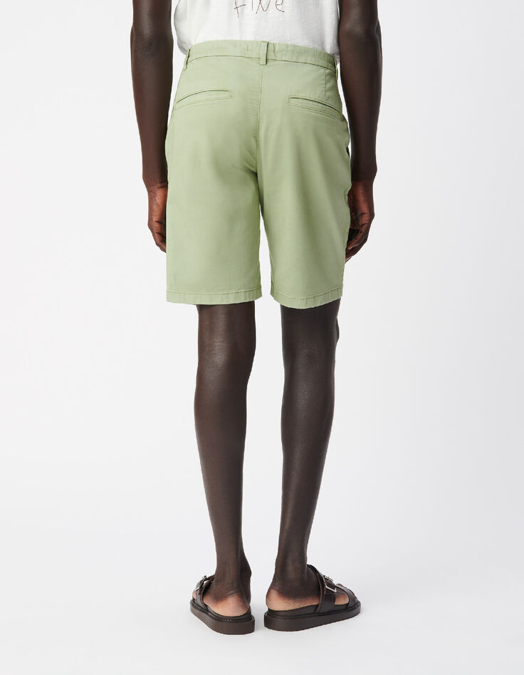 Men's green slim-fit chino shorts-3