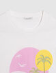 Camiseta blanca algod&oacute;n org&aacute;nico visual palmeras y sol Mujer-6
