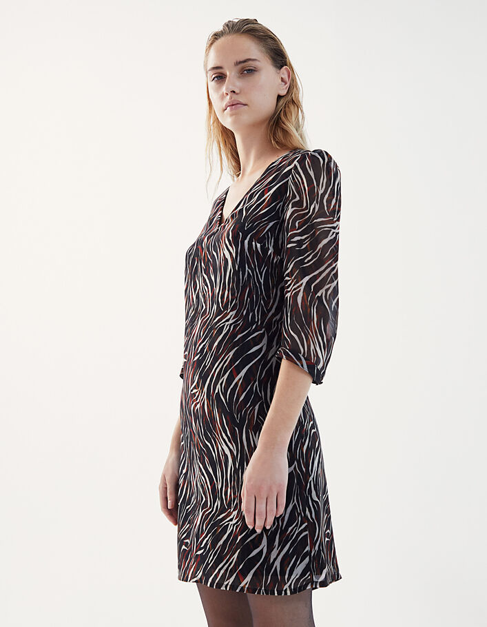 Women’s zebra-print voile short dress-2