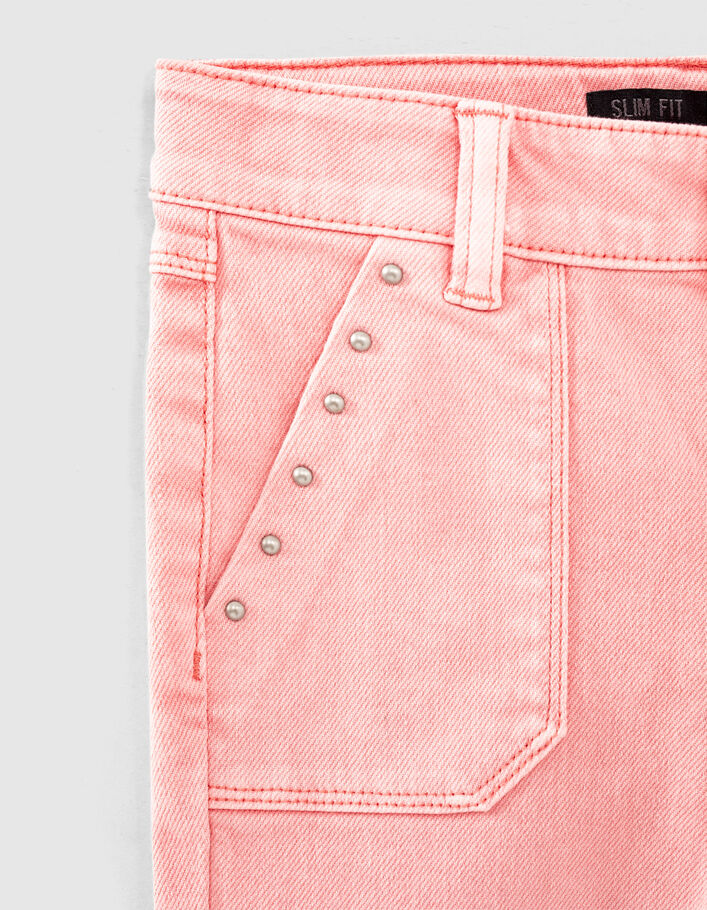 Girls’ medium pink studded slim jeans-5