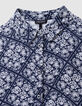 Marineblaues Kleid  Blumendruck Vorderteil M&auml;dchen-2