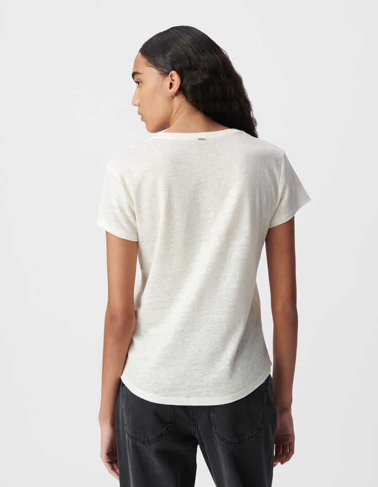 Tee-shirt lin blanc femme-2