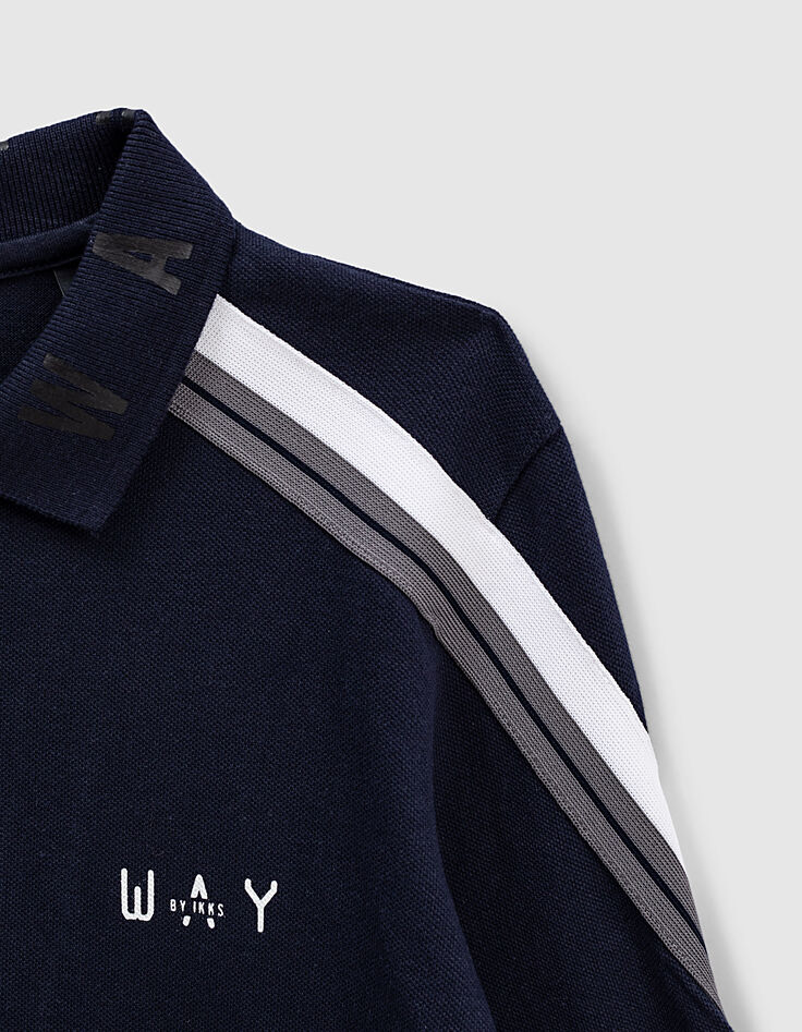 Polo navy con bandas de rayas en las mangas ni&ntilde;o -4
