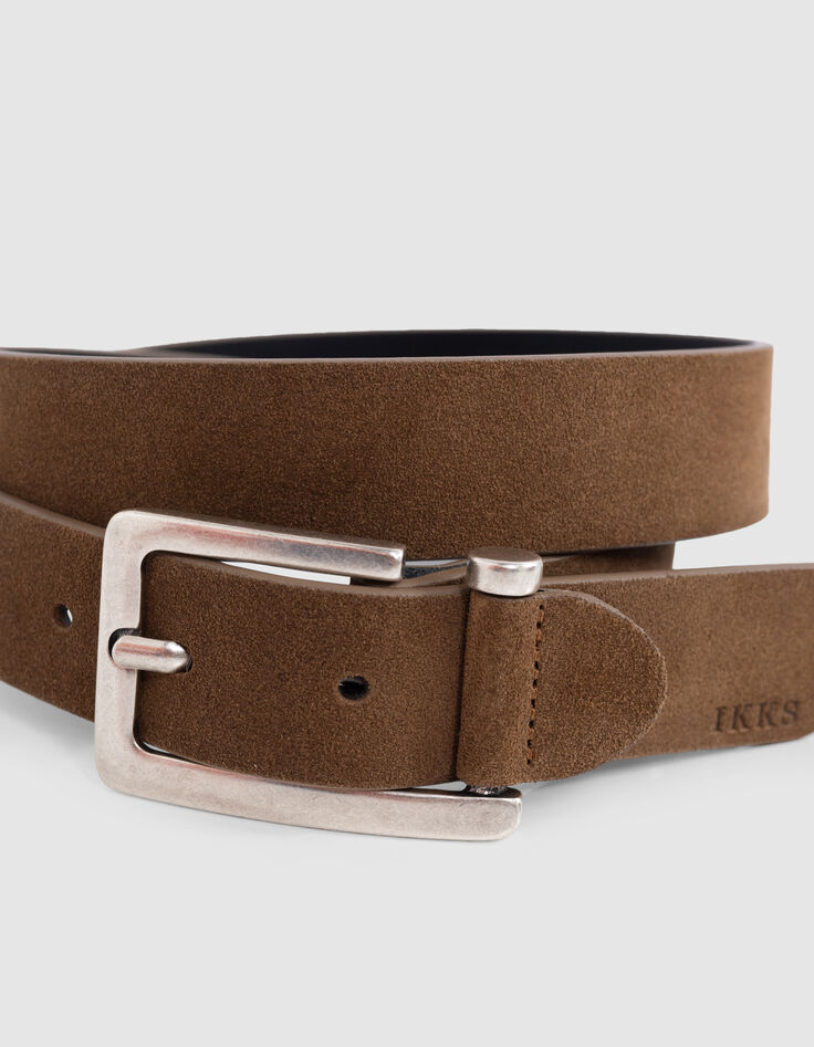 Women's open buckle velour leather sand belt-2