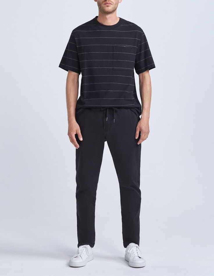 Men’s black t-shirt with ecru stripes-6
