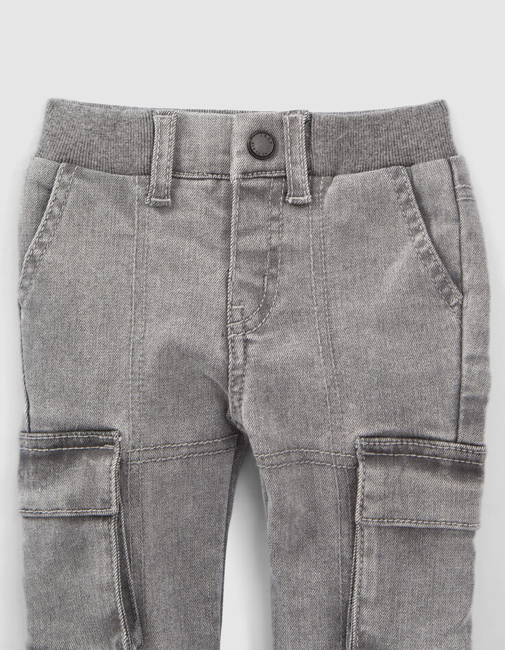Graue BATTLE-Jeans für Babyjungen, Rippbund an der Taille-2