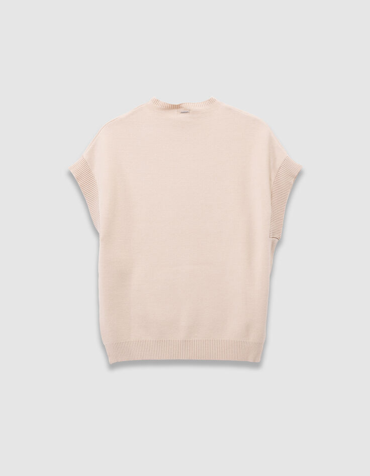 Beige tricot spencer meisjes-3