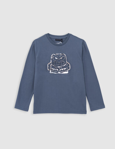 Boy's blue organic cotton embossed VICE-VERSA T-shirt - IKKS