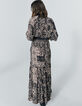 Vestido largo crepé viscosa estampado fular mujer-3