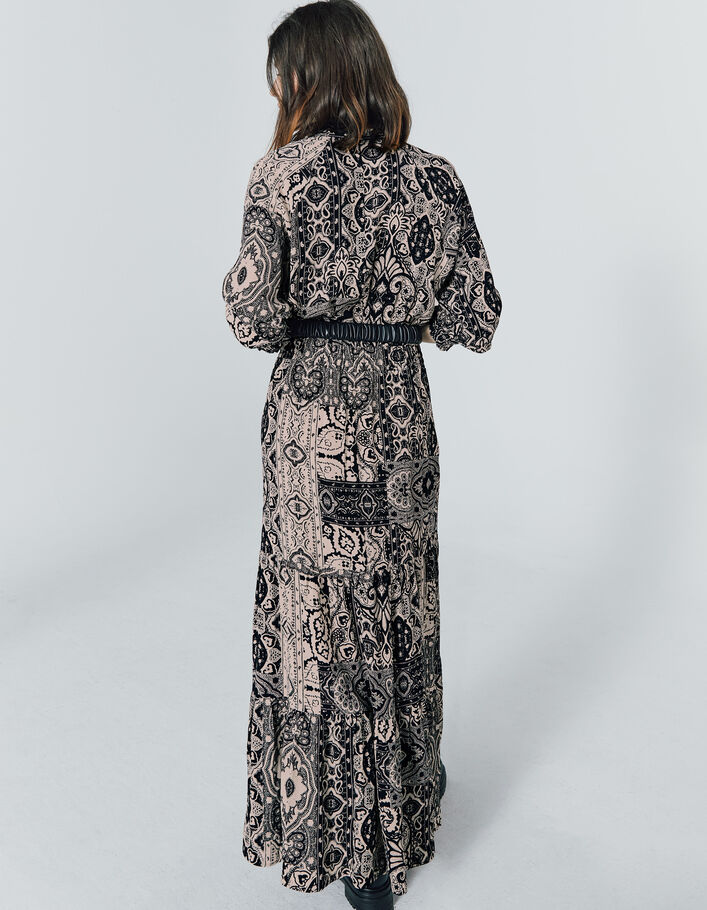 Lange jurk in viscose-crêpe foulardprint dames - IKKS