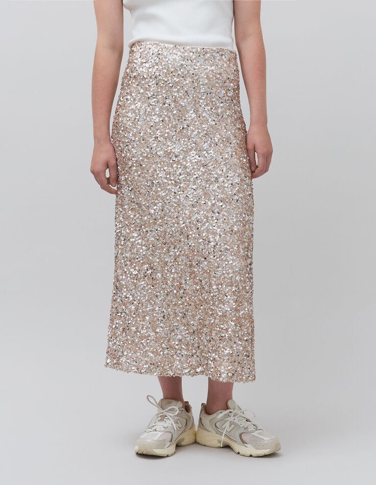Jupe champagne brodée sequins Femme-7
