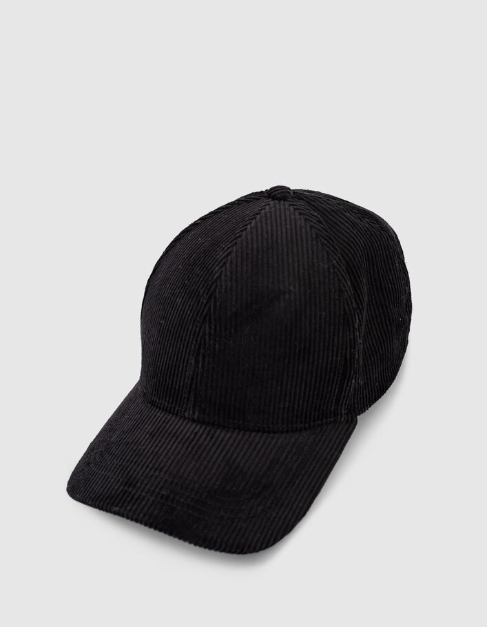 Casquette noire en velours côtelé Homme