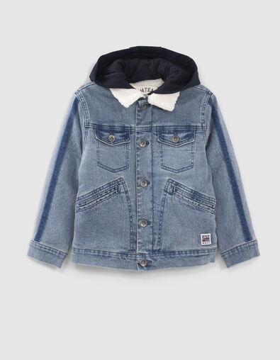 Veste en jean bleue fourrée parmenture molleton garçon - IKKS