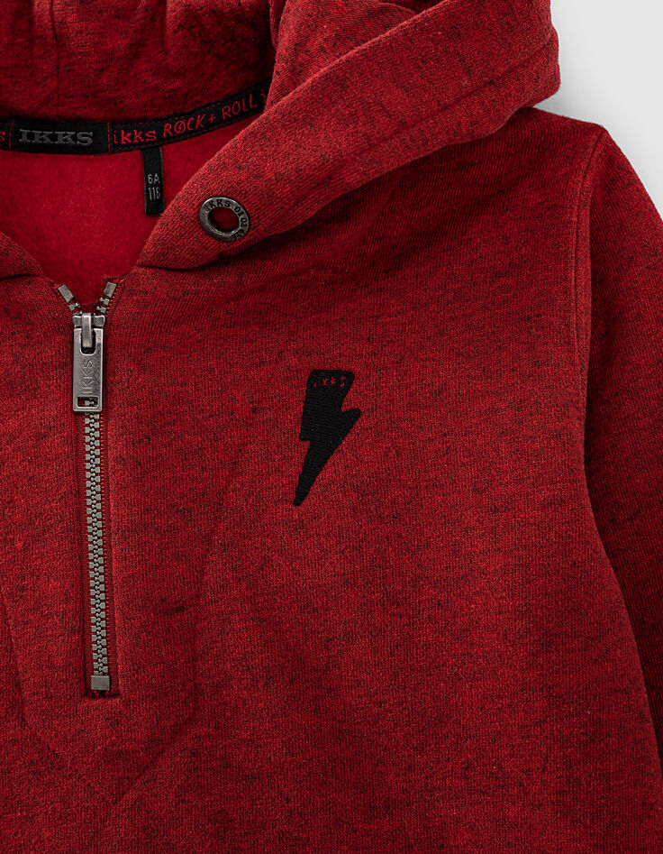 Sweat rouge moyen avec guitare pied-de-poule dos garçon -7
