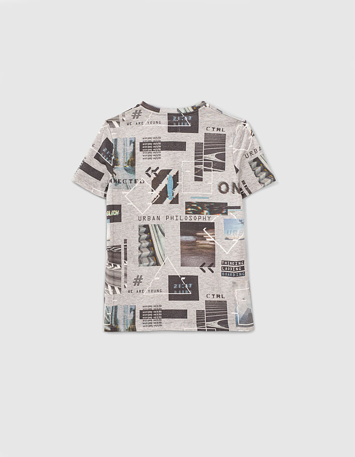 Boys’ mid-grey marl urban photo T-shirt - IKKS