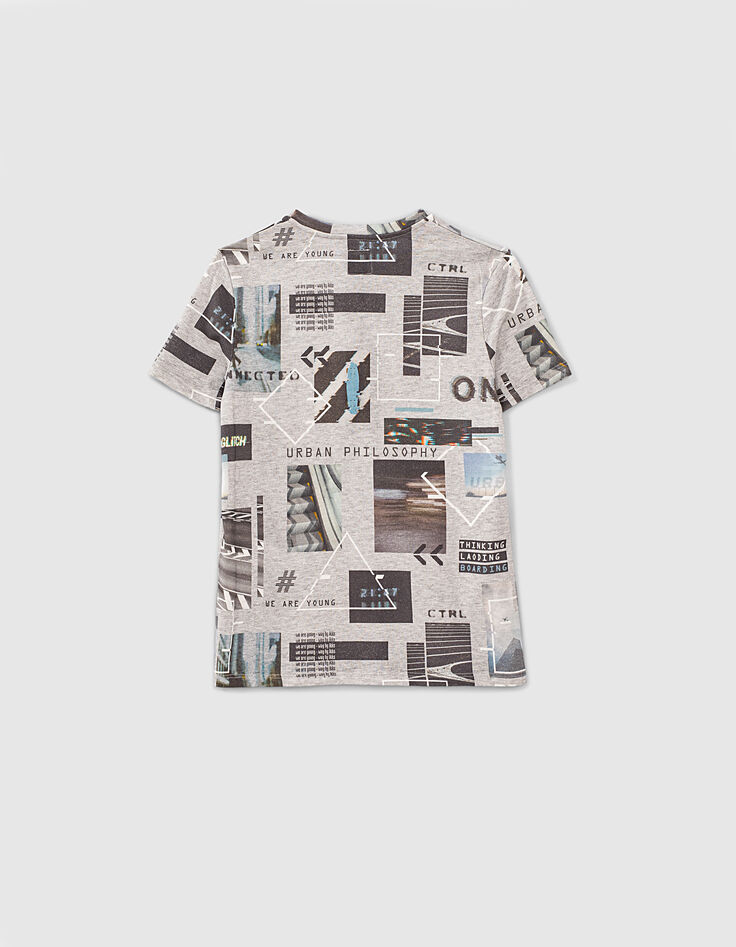 Boys’ mid-grey marl urban photo T-shirt-3 Boys’ mid-grey marl urban photo T-shirt-3