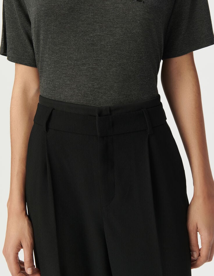 Pantalón traje ancho negro tiro alto mujer-4 Pantalón traje ancho negro tiro alto mujer-4