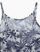 Gebroken witte jurk blauwe palmprint meisjes-6