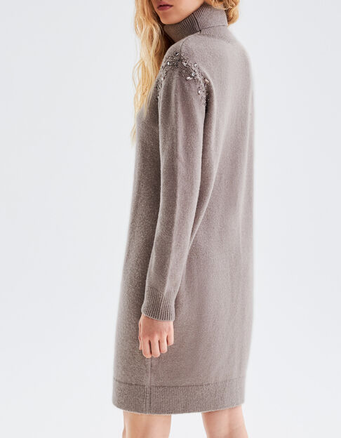 Vestido beige punto strass en sisas mujer - IKKS