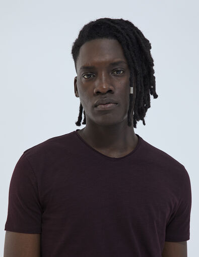 Tee-shirt L'Essentiel dark purple à col V Homme - IKKS