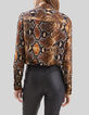 Pure Edition &ndash; Braune Damenbluse mit Python-Rock-Print-3