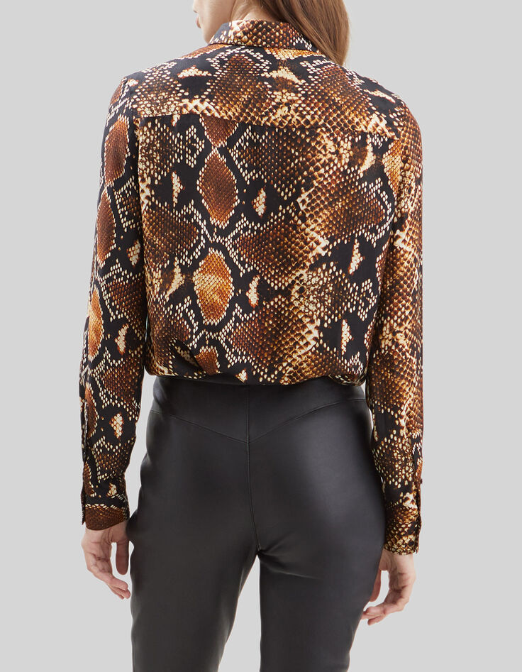 Pure Edition &ndash; Braune Damenbluse mit Python-Rock-Print-3