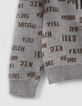 Pull réversible gris et kaki jacquard typo garçon-5