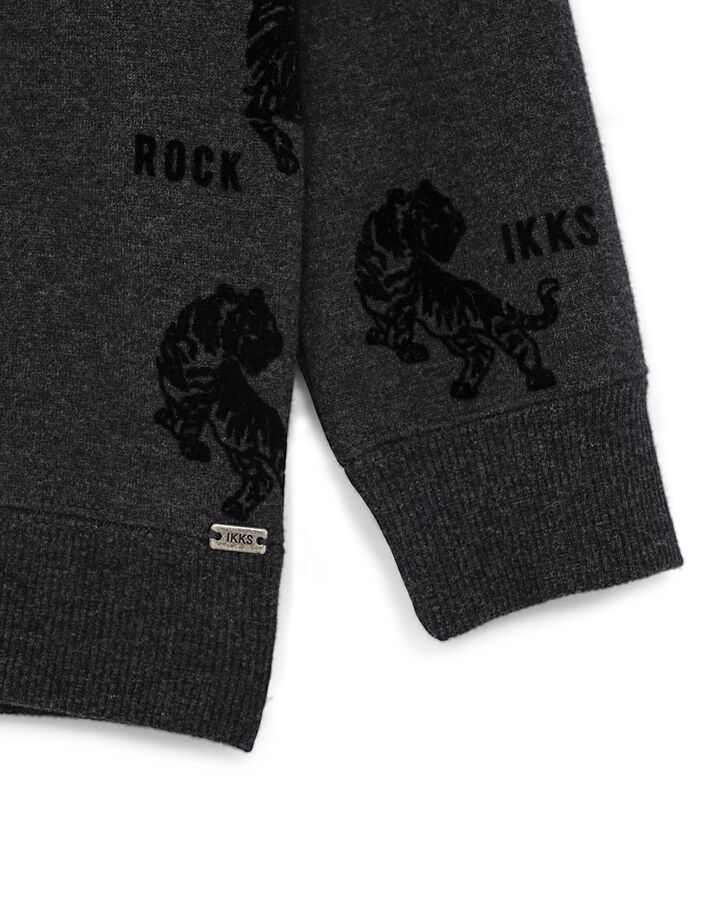 Gechineerd grijze sweater met geflockte tijgers jongens  - IKKS