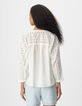 Blusa blanca de encaje para mujer-3