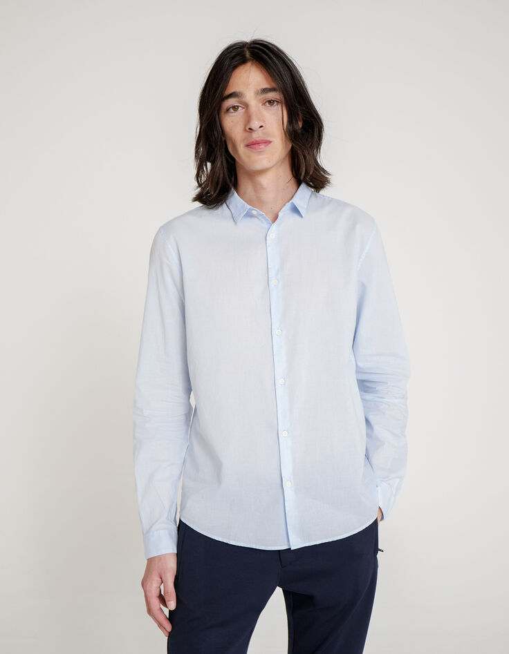 Chemise SLIM ciel en voile de coton bio Homme-6