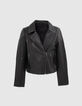 Women’s black leather stud shoulder/collar zipped jacket-5
