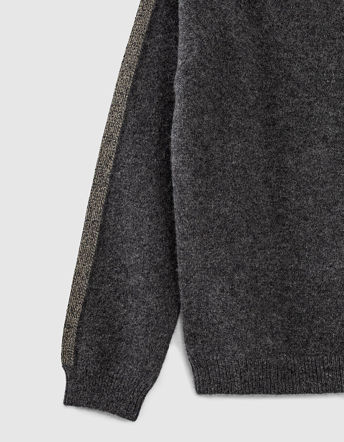 Girls’ grey marl pure cashmere sweater with lurex sleeves - IKKS