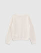 Cardigan écru tricot lurex fantaisie dos fille-3